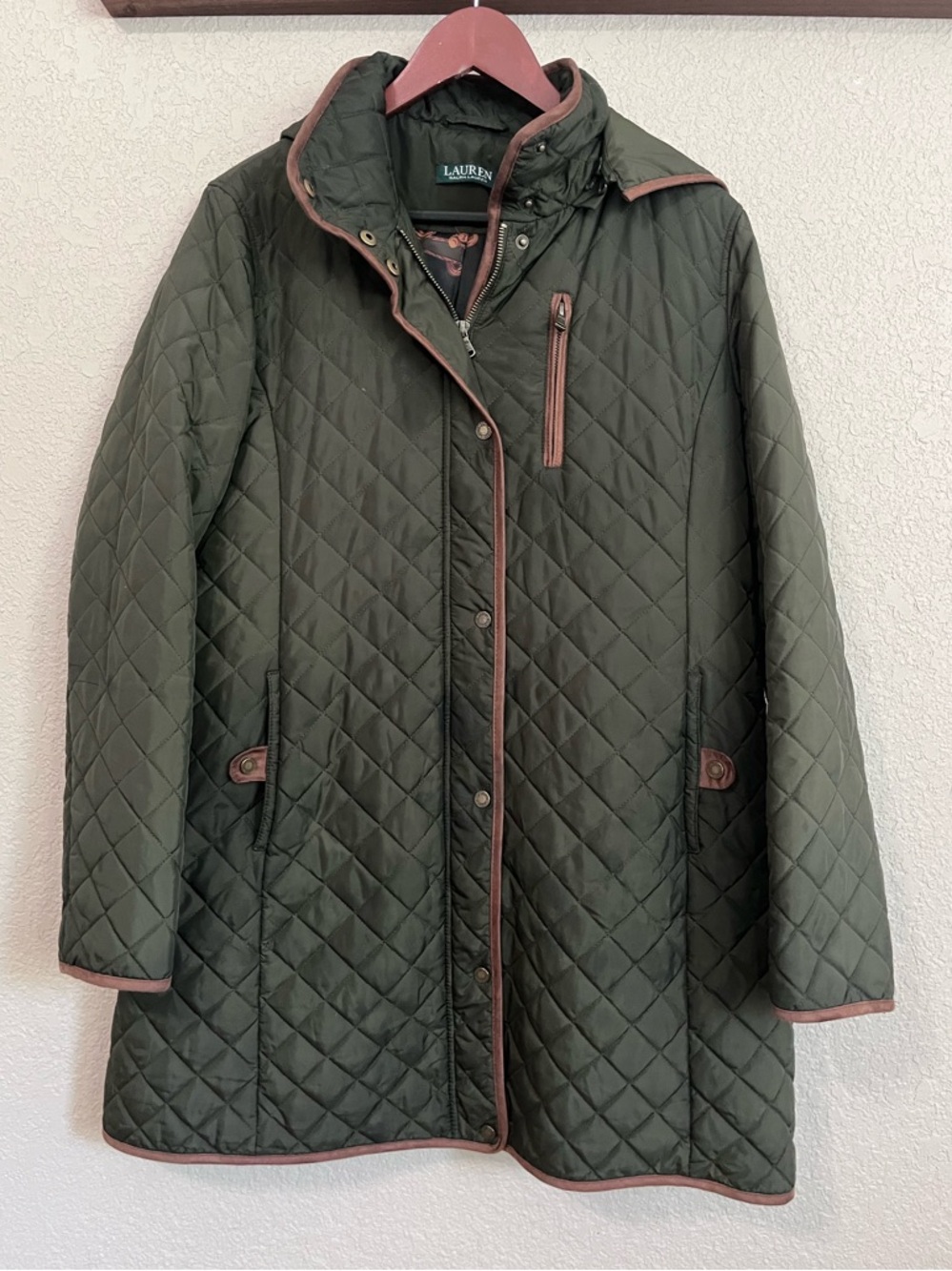Lauren Ralph Lauren Equestrian Print Lined Quilted Barn Jacket Large - Picture 5 of 16